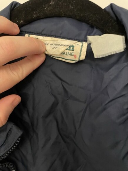 Vintage L.L. Bean 90s Packable Navy Anorak Zip Hooded Windbreaker Men M Women L - Picture 3 of 8